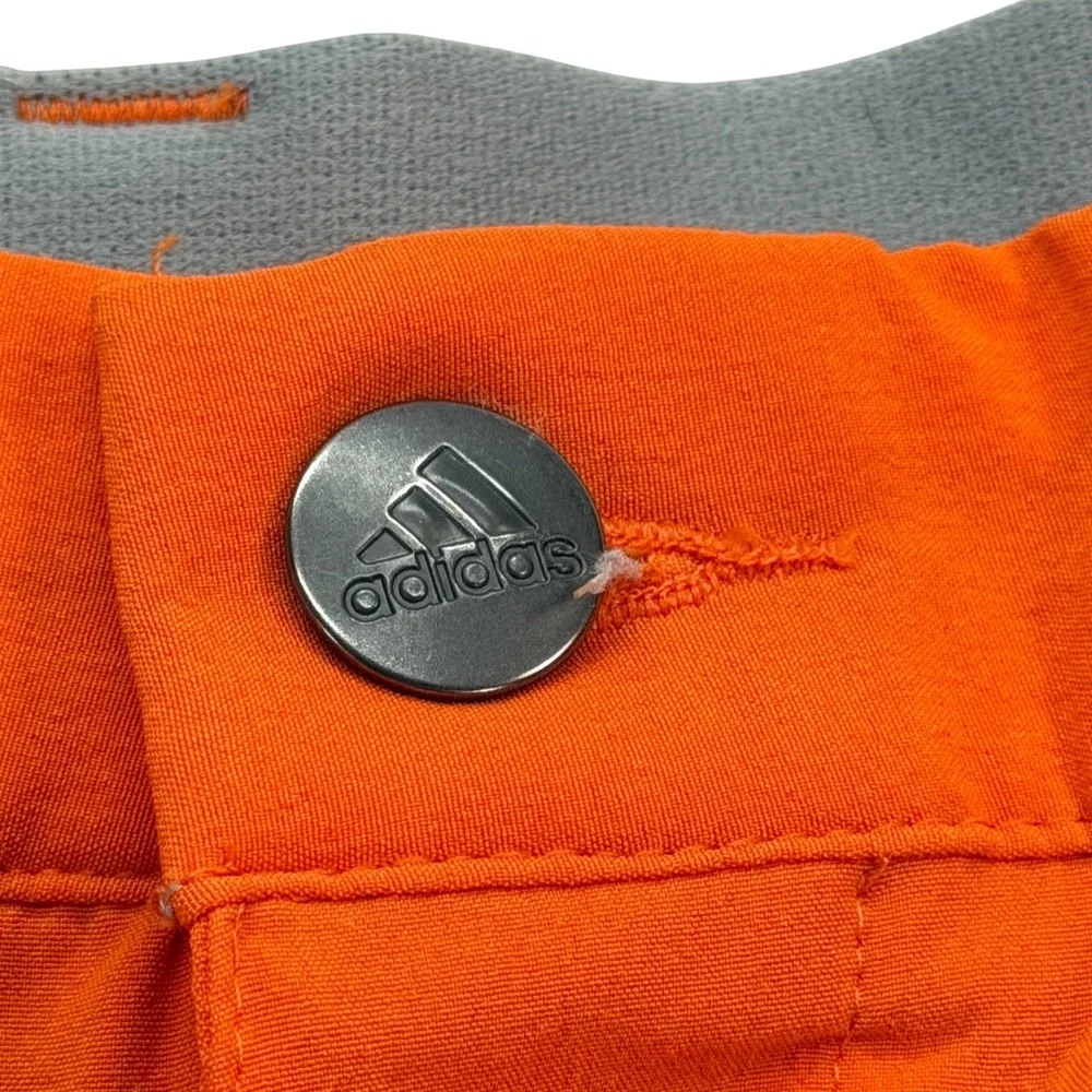 Adidas Mens Golf Shorts Orange Stretch Performance Flat Front 10
